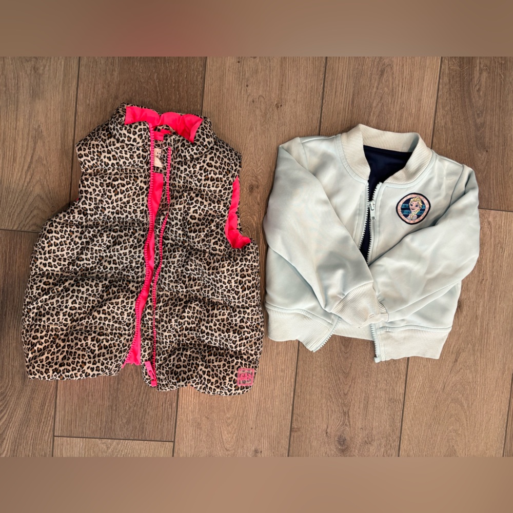 Girls Gap Vest and Disney Elsa Bomber Jacket Sz 4t